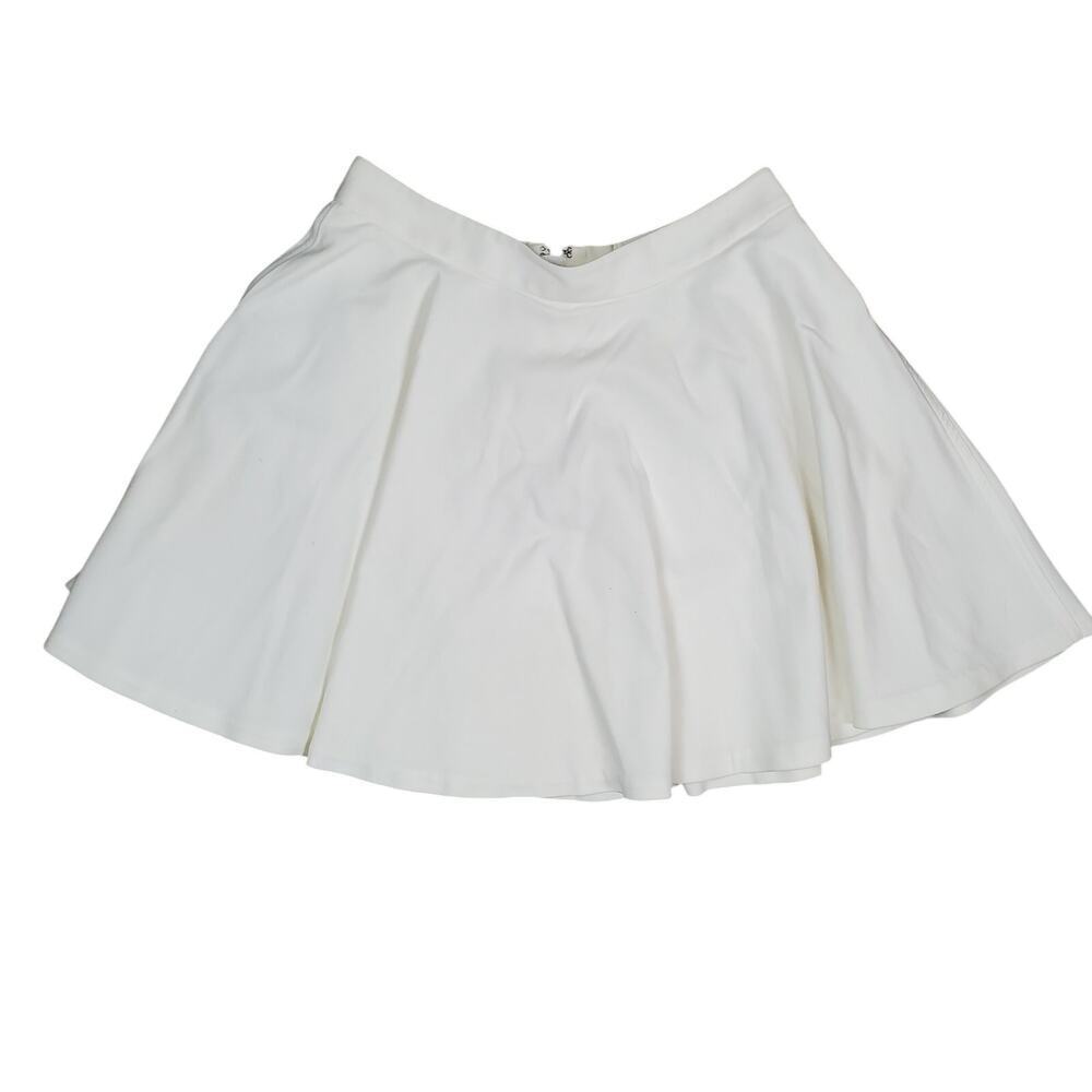 Alice + Olivia Employed Round Skater Skirt White Size 8 Lined Zipper Minimalist